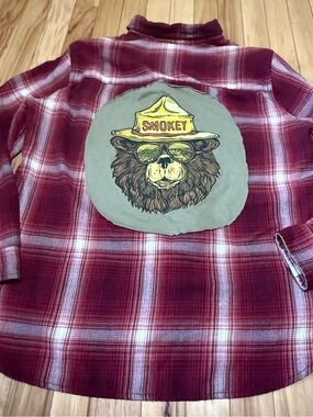 Smokey the Bear Upcycle Button-Down Shirt S M